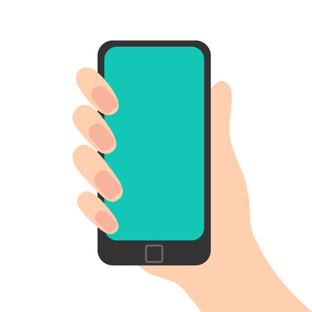 Hand holds smartphone flatのイラスト素材