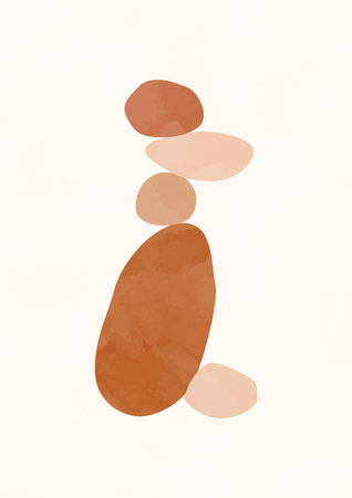 Modern abstract boho poster. Earth tones organic shapes. Contemporary design for poster, banner, greeting card, flyer, social media post, story. Minimalist mid century style vectorのイラスト素材