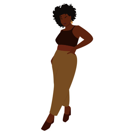 Vector illustration of bodypositive woman in contemporary style. Abstract woman standing. Vector stock illustration isolated on white background. Stock vector illustration, EPS 10のイラスト素材
