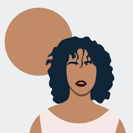 Feminine concept illustration of boho woman. Perfect for posters, wall art, cards. Woman clip art isolated on white background. Contemporary portrait. Stock vector illustration, epのイラスト素材