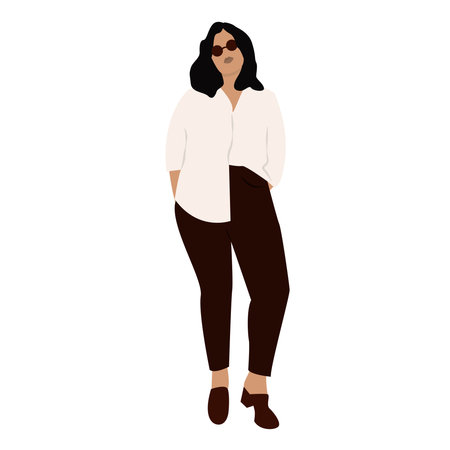 Vector illustration of bodypositive woman in contemporary style. Abstract woman standing. Vector stock illustration isolated on white background. Stock vector illustration, EPS 10のイラスト素材