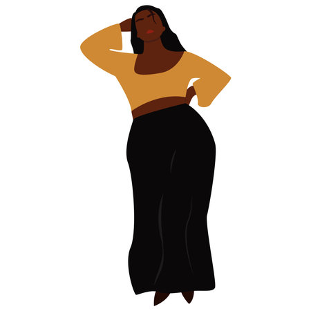 Vector illustration of bodypositive women. Body positive movement and beauty diversity. A set of plus size women. Vector stock illustration isolated on white background. EPS 10のイラスト素材