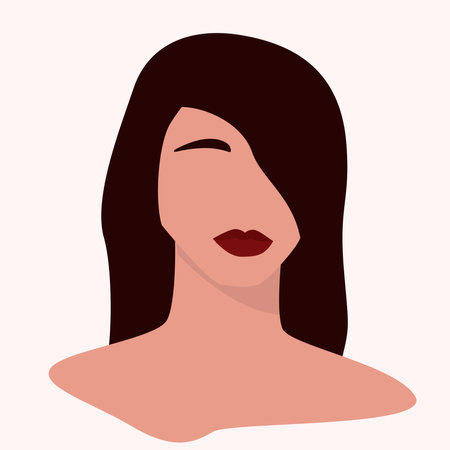 Abstract portrait illustration of woman. Boho Woman feminism art. background for art print, poster, card, decor, tote bag. Vector illustration, eps 10のイラスト素材