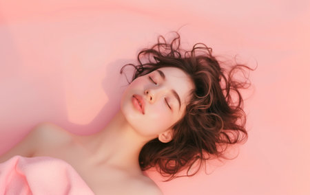 Asian beauty. Beautiful girl with perfect skin. Photo portrait close up. Beauty treatments, massageの素材