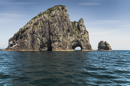 Famous touristic destination, Hole in the Rock, Bay of Island, New Zealandの写真素材