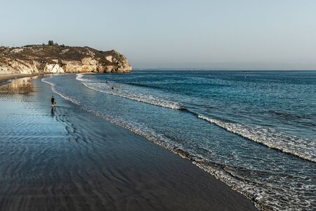 Beach and sea, blue water of Avila Beach, Pacific Coast Highway, Californiaの写真素材