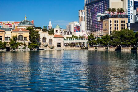 Las Vegas Strip, View from Bellagio Fountain, Las Vegas, Nevada, USA, November 19, 2016のeditorial素材