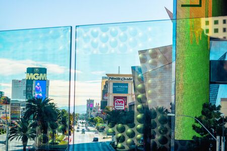 Las Vegas Strip and Traffic, View from the Bridge, Las Vegas, Nevada, USA, November 19, 2016のeditorial素材