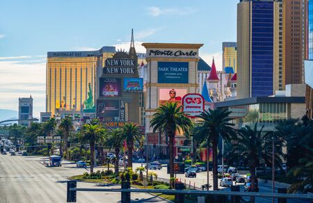 Las Vegas Strip and Traffic During the Day, Las Vegas, Nevada, USA, November 19, 2016のeditorial素材