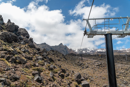 Ski Lift, Mount Ruapehu,  Tongariro National Park, New Zealandの写真素材