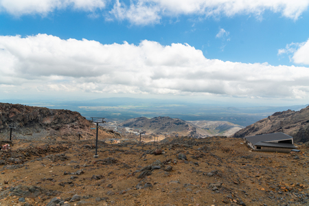 Ski Lift, Mount Ruapehu,  Tongariro National Park, North Island of New Zealandの写真素材