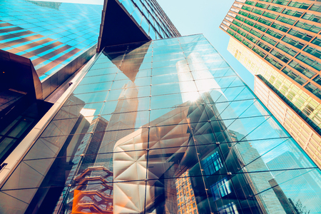 Modern Glass Building in New York City, Abstract Reflection, Architectureの写真素材