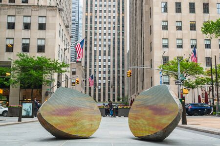 New York City/USA-May 28, 2019 Rockefeller Plaza, Fifth Avenue, Midtown Manhattan, NYCのeditorial素材