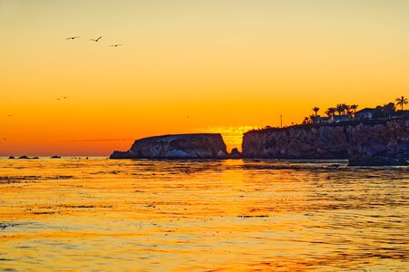 Shore Cliff at sunset. Beautiful Pismo Beach, Californiaの写真素材