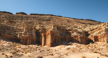 Scenic desert cliffs, Red Rock Canyon State park, California. Panoramic viewの写真素材