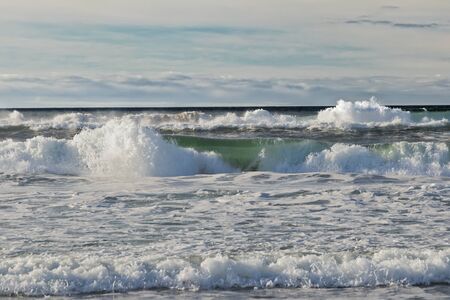 Stormy sea with huge wavesの写真素材