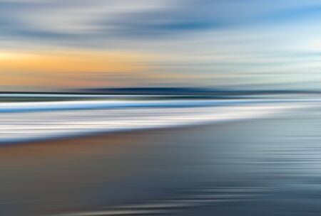 Beach sunset. Abstract seascape background, line art, motion blurの写真素材