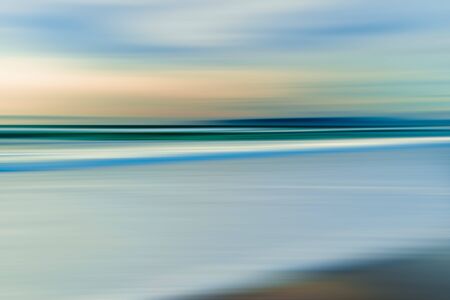 Beach sunset. Abstract seascape background, line art, motion blurの写真素材