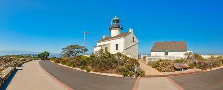 Old Point Loma Lighthouse, a historic lighthouse in the Cabrillo National Monument, San Diego Bay, California. Panoramaの写真素材