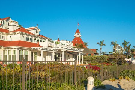 San Diego, California/USA -August 13, 2019  Coronado Island, San Diego. Beach Village. Residential cottages and villas along the golden sands of Coronado Beach.のeditorial素材