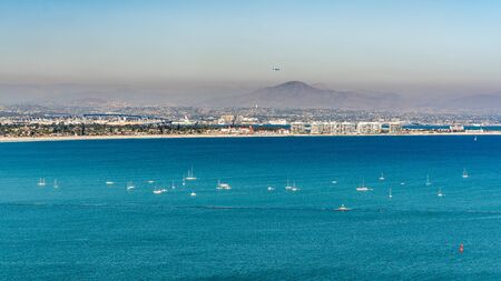San Diego Bay. Aerial view from Cabrillo National Monunent at Point Loma, California South Coastの写真素材