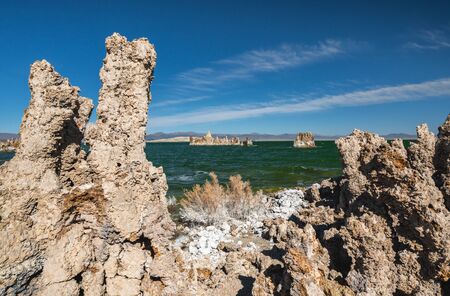 Mono Lake Tufa State Natural Reserve, California. Tufa Towers, Calcium-Carbonate Spires and Knobs.の写真素材