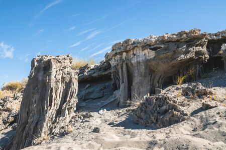 Sand Tufa towers at Navy Beach, Mono Lake, Californiaの写真素材