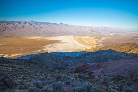 Death Valley National Park. Badwater Basin, at 282 feet below sea level, as viewed from Dante's View point, 5475 feet above sea levelの写真素材