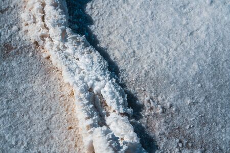 Death Valley National Park, California. Surreal salt of Badwater Basin. Salt crystals close upの写真素材