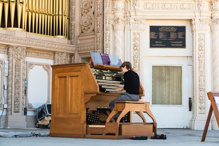 San Diego, California/USA - August 12, 2019   The open-air Spreckels Organ, the world's largest pipe organ in a fully outdoor venue.  Balboa Park, San Diego, California.のeditorial素材