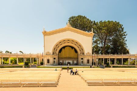 San Diego, California/USA - August 12, 2019  The Spreckels Organ Pavilion, located in the heart of Balboa Park and is the setting for a wide variety of public and civic events. Balboa Park, San Diego, CAのeditorial素材