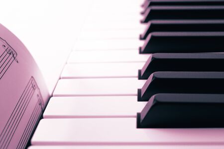 Piano Keyboard and Music Sheet close up. Music Instrument, romance, gift,  conceptの写真素材