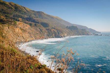 Cliffs and Pacific Ocean. Monterey County, Pacific Coast, Californiaの写真素材