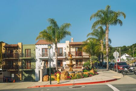 Avila Beach, California/USA - February 20, 2020  Avila Beach, a small charming beach town, located on the beautiful Central Coast of California. Architecture, city lifeのeditorial素材