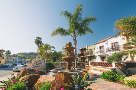 Avila Beach, California/USA - February 20, 2020  Avila La Fonda Hotel in downtown of Avila Beach, California. The hotel is recognized by TripAdvisor as a Traveler Choice "Top 25 Romantic Hotels is the US"のeditorial素材
