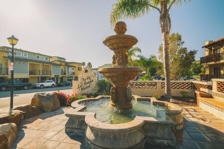 Avila Beach, California/USA - February 20, 2020  Avila La Fonda Hotel in downtown of Avila Beach, California. The hotel is recognized by TripAdvisor as a Traveler Choice "Top 25 Romantic Hotels is the US"のeditorial素材
