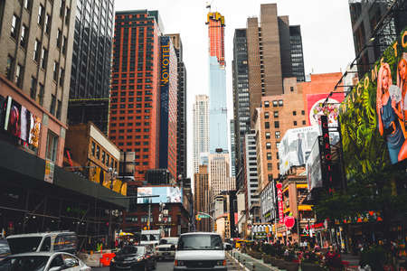 New York City, USA -May 24, 2019   Times Square, an Iconic Street of New York City. Architecture, Street View, Neon Art, Billboards, Traffic, and Tourists.のeditorial素材