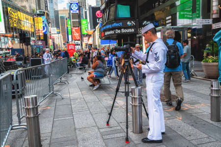 New York City/USA - May 24, 2019  Memorial Day 2019. Crowded Times Square, one of the world's most visited tourist attractions.のeditorial素材