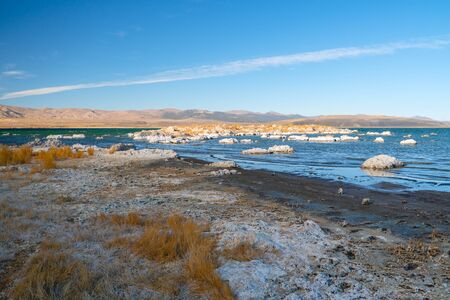 Mono Lake, a saline soda lake in Mono County, California.の写真素材