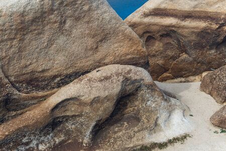 A rockpile along the trail in Joshua Tree National Park, Californiaの写真素材