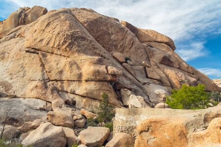 A rockpile along the trail in Joshua Tree National Park, Californiaの写真素材