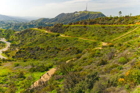 Los Angeles, California/USA - April 8, 2018  Griffith Hills Park hiking trail in Los Angeles, California.のeditorial素材