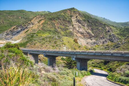 California landscape. Scenic road through the mountains in Monterey Countyの写真素材