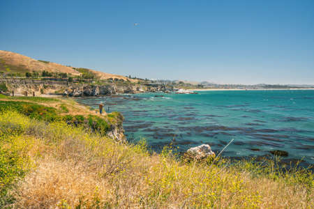 Pismo Beach, California/ USA- May 15, 2020 
Sunny day on Pismo beach.  Cliffs and ocean view, California Coastlineのeditorial素材