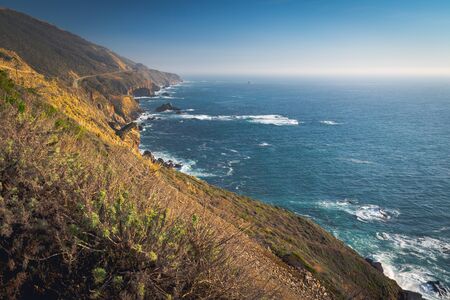 Big Sur. Pacific Coast Highway, California Coast. Scenic view of cliffs and ocean,の写真素材