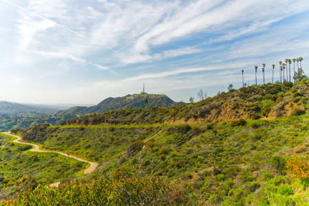 Los Angeles, California/USA - April 8, 2018  Griffith Hills Park hiking trail in Los Angeles, California.のeditorial素材