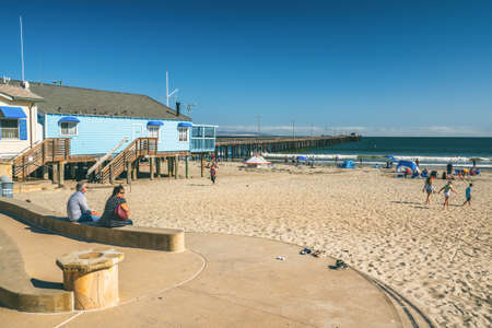 Avila Beach, California/USA - July 2, 2020 Avila Beach is an amazing small town in Central California Coast with beach hotels, restaurants, shops, activities, fishing, events, and more.のeditorial素材