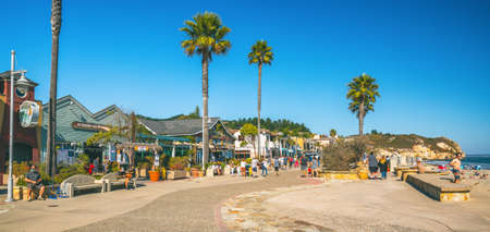 Avila Beach, California/USA - July 2, 2020 Avila Beach is an amazing small town in Central California Coast with beach hotels, restaurants, shops, activities, fishing, events, and more.のeditorial素材