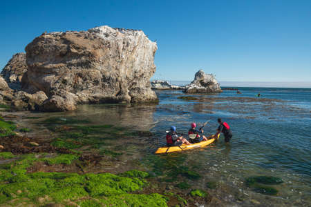 Shell Beach, California/USA- July 23, 2020   Cave kayaking at Shell Beach, Central California Coast. Shell Beach is a best spot along the coast for diving and kayakingのeditorial素材