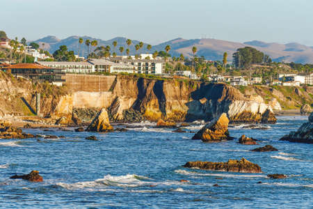 Pismo Beach cliffs, and hotels just steps  from cliffs above Shell Beach, beautiful California Coastlineの写真素材